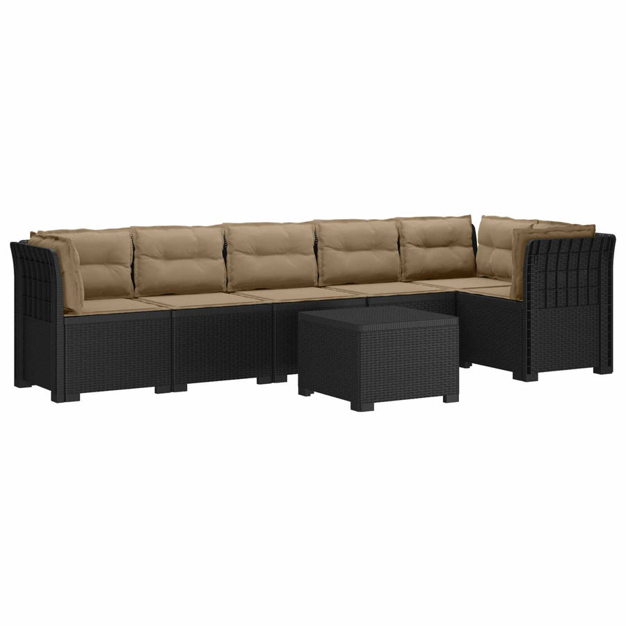 6-Zits Tuin Sofa met Kussens Rattan Look PP Antraciet