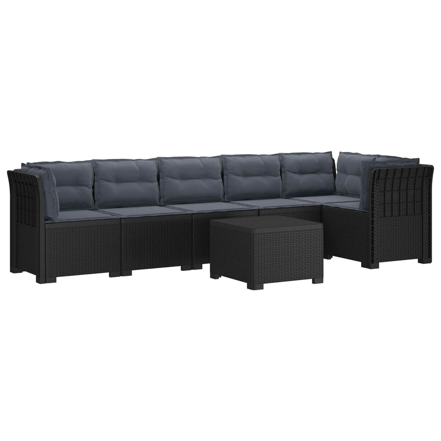 6-Zits Tuin Sofa met Kussens Rattan Look PP Antraciet