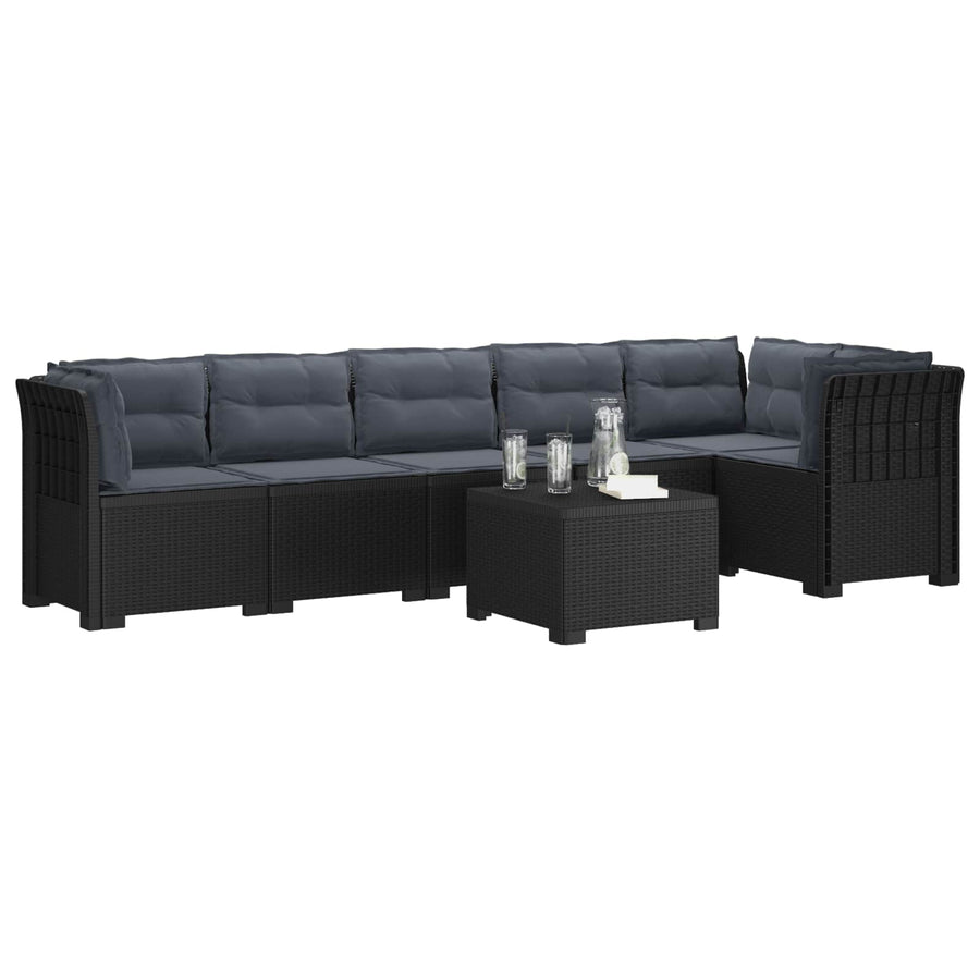 6-Zits Tuin Sofa met Kussens Rattan Look PP Antraciet
