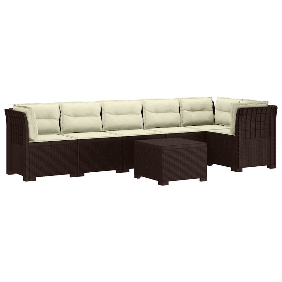 6-Zits Tuin Sofa met Kussens Rattan Look PP Bruin