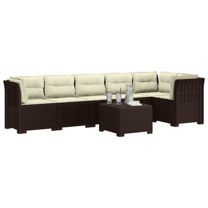 6-Zits Tuin Sofa met Kussens Rattan Look PP Bruin