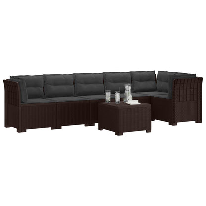 6-Zits Tuin Sofa met Kussens Rattan Look PP Bruin