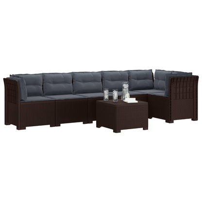 6-Zits Tuin Sofa met Kussens Rattan Look PP Bruin