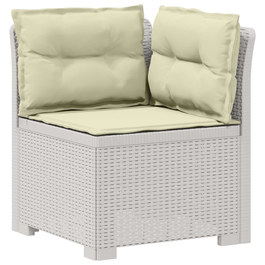 6-Zits Tuin Sofa met Kussens Rattan Look PP Wit