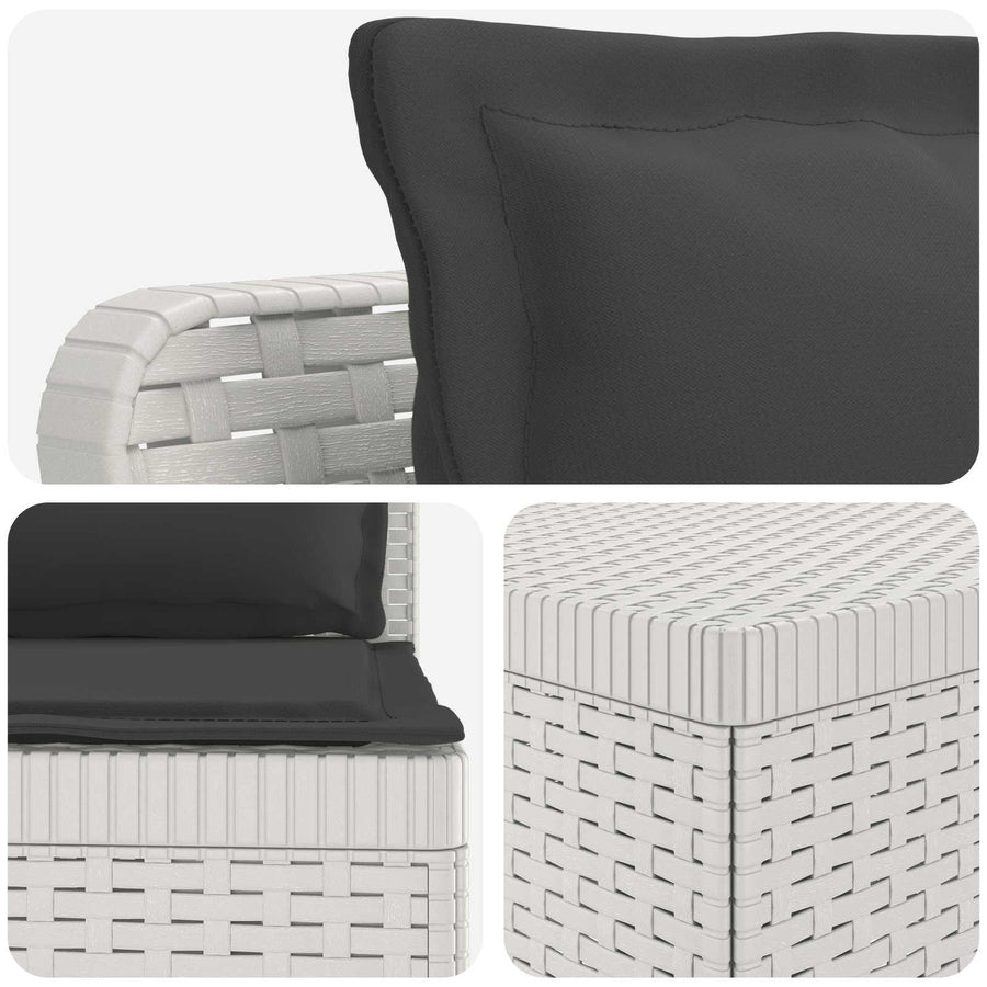 6-Zits Tuin Sofa met Kussens Rattan Look PP Wit