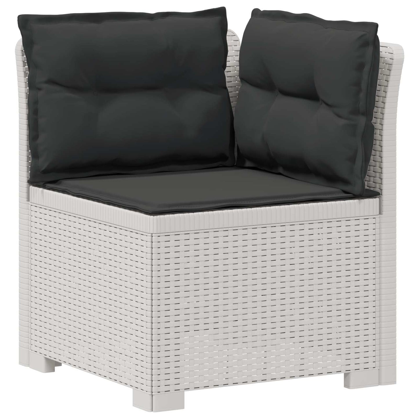 6-Zits Tuin Sofa met Kussens Rattan Look PP Wit
