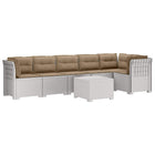 Modulaire tuinbank 6-zits rattan look PP wit