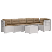 Modulaire tuinbank 6-zits rattan look PP wit
