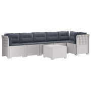 Modulaire tuinbank 6-zits PP rotanlook wit