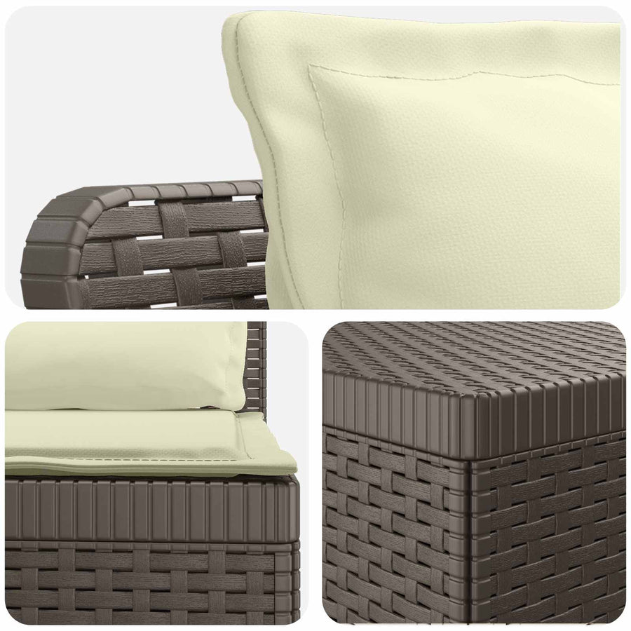 6-Zits Tuin Sofa met Kussens Rattan Look PP Lichtgrijs