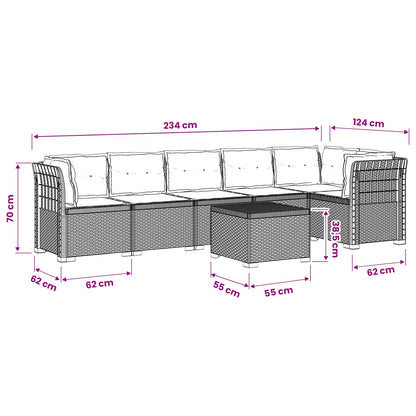 6-Zits Tuin Sofa met Kussens Rattan Look PP Lichtgrijs