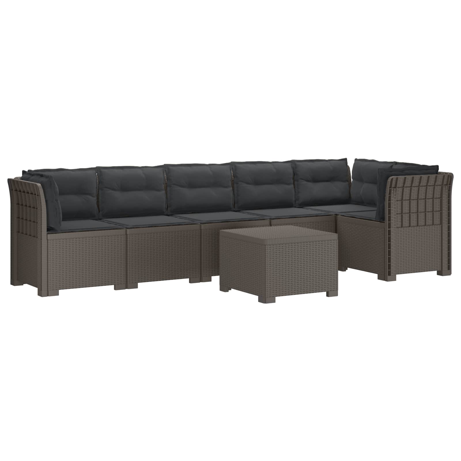 6-Zits Tuin Sofa met Kussens Rattan Look PP Lichtgrijs