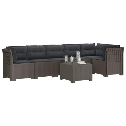 6-Zits Tuin Sofa met Kussens Rattan Look PP Lichtgrijs