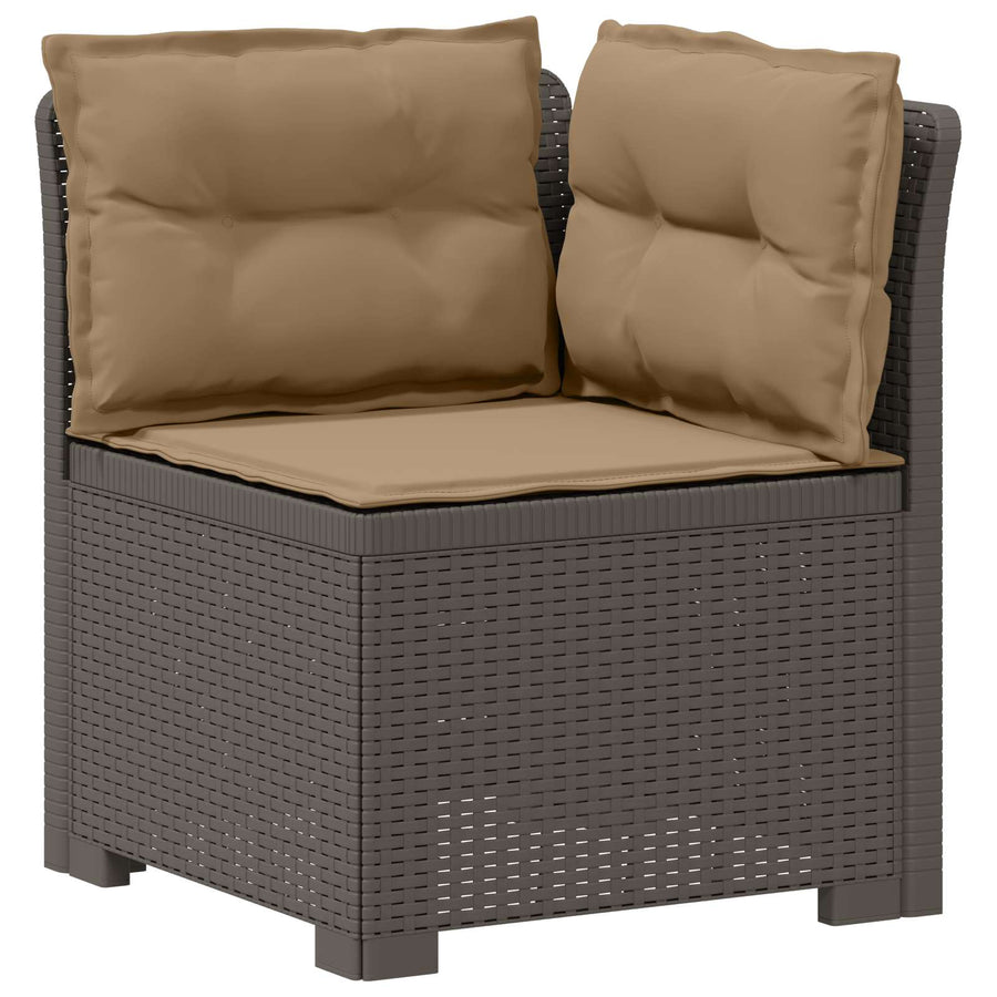 6-Zits Tuin Sofa met Kussens Rattan Look PP Lichtgrijs