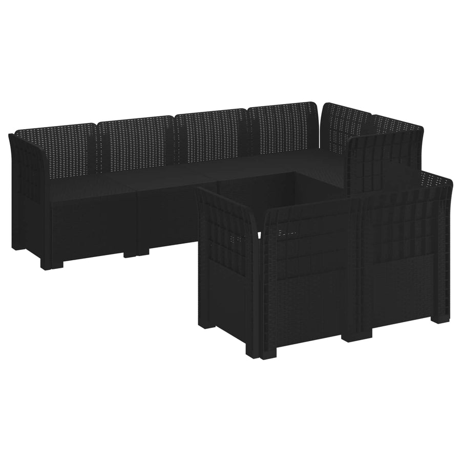 7-Persoons Tuinbank Rieten Look PP Antraciet