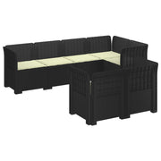 Modulaire tuinbank 7-persoons rieten look PP antraciet