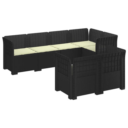 7-Persoons Tuinbank met Kussens Rieten Look PP Antraciet
