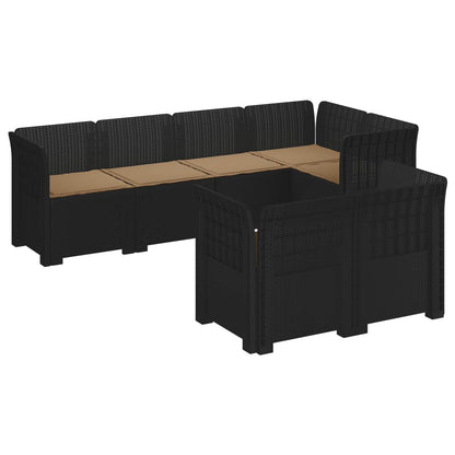 7-Persoons Tuinbank met Kussens Rieten Look PP Antraciet