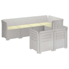 Modulaire tuinbank 7 personen PP wit met kussens