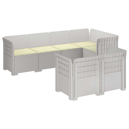 7-Persoons Tuinbank met Kussens Rieten Look PP Wit