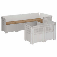 7-Persoons Tuinbank met Kussens Rieten Look PP Wit