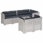Tuinbank 7-persoons rieten look PP wit