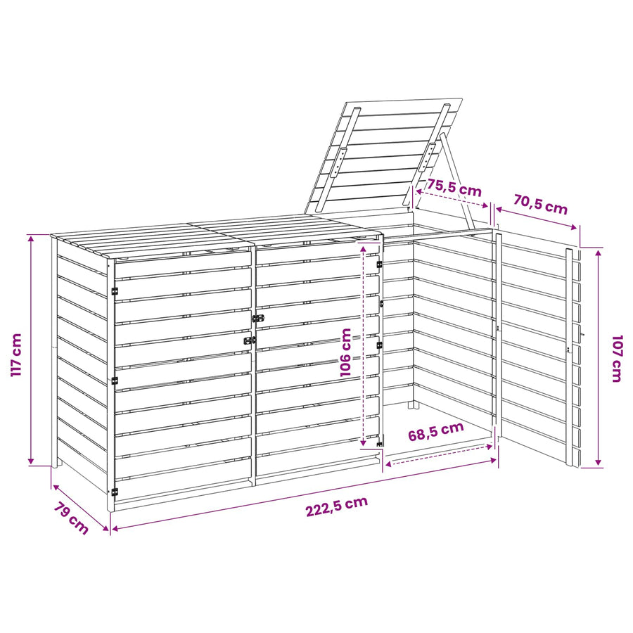 Containerombouw voor 3 Afvalbakken 240 L Geïmpregneerd grenenhout