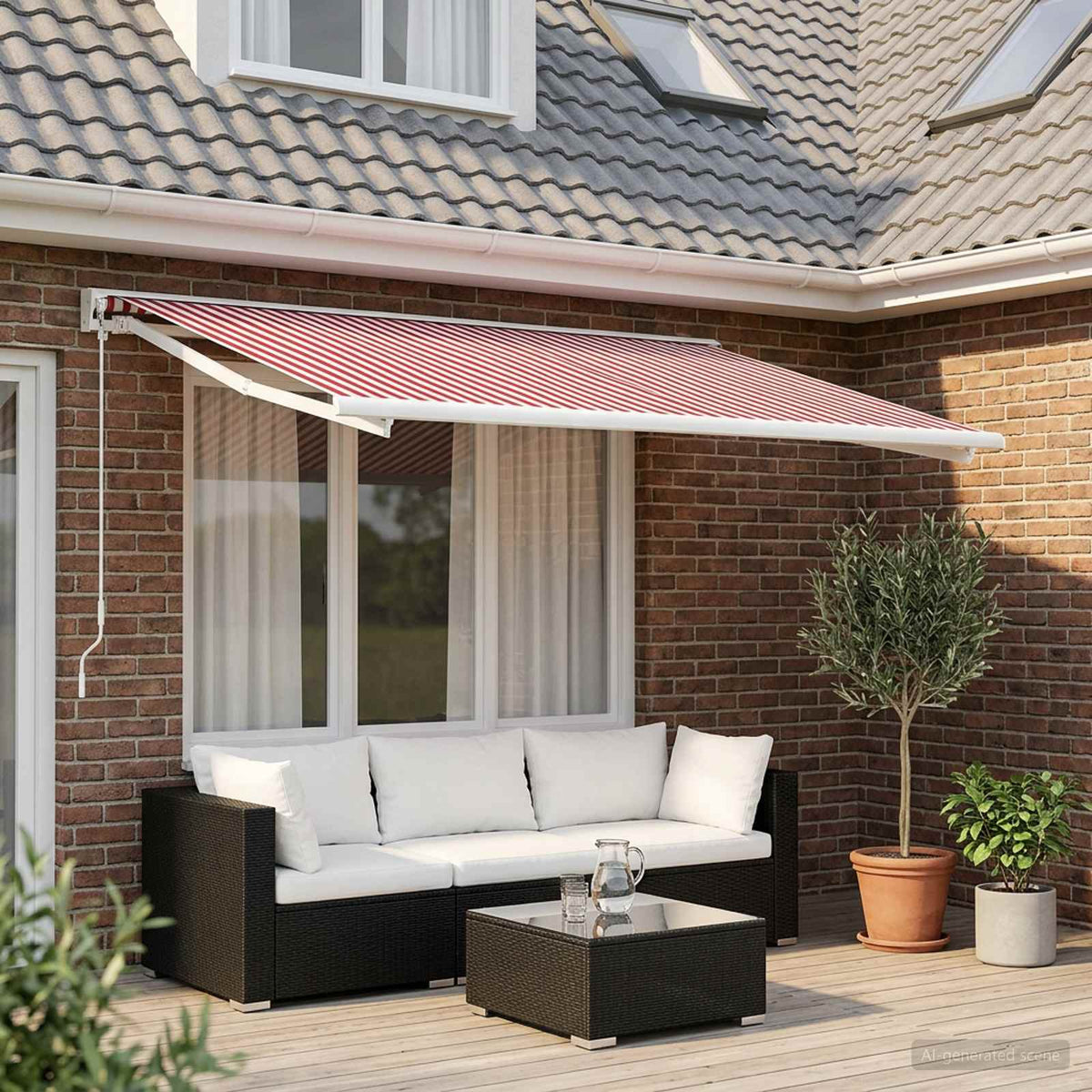 Vervangingsdoek voor zonnescherm Rood en Wit 400 × 300 cm