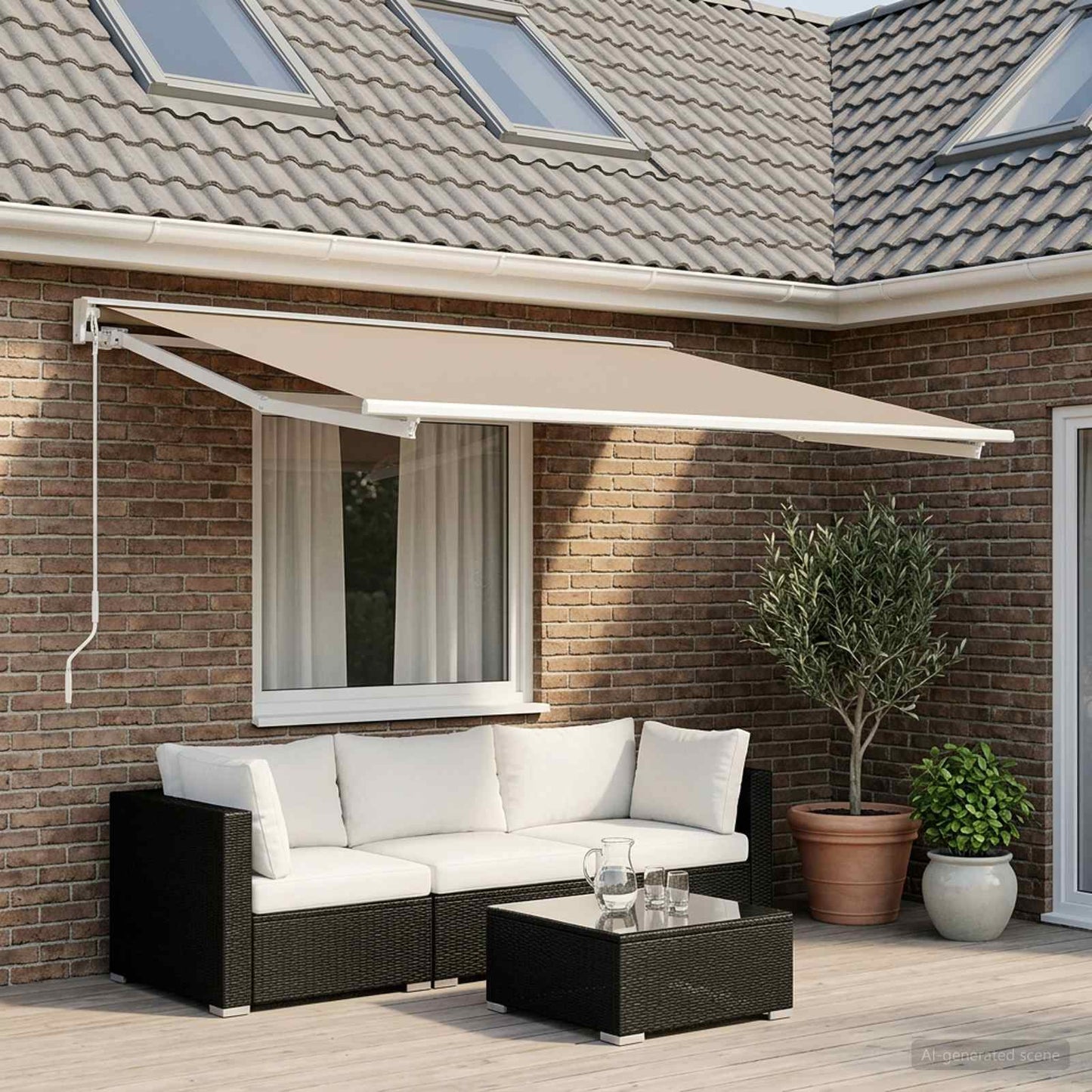 Vervangingsdoek voor zonnescherm Beige 400 x 200 cm Polyester