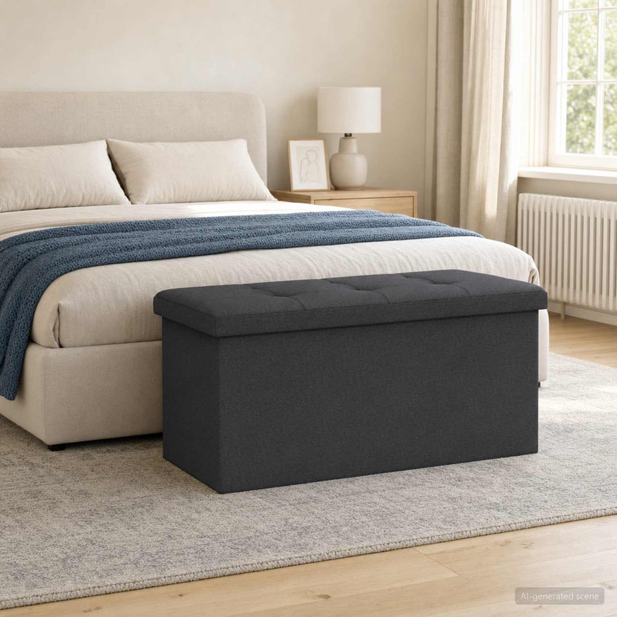 Vouwbare Opbergbank Donkergrijs 180 kg 80 L 77 x 38 x 38 cm
