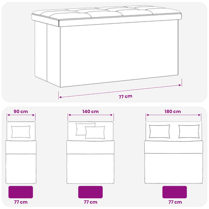 Vouwbare Opbergbank Wit 180 kg 80 L 77 x 38 x 38 cm Linnen