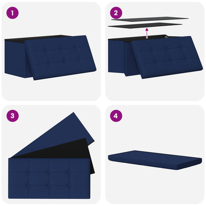 Vouwbare Opbergbank Blauw 180 kg 80 L 77 x 38 x 38 cm Linnen