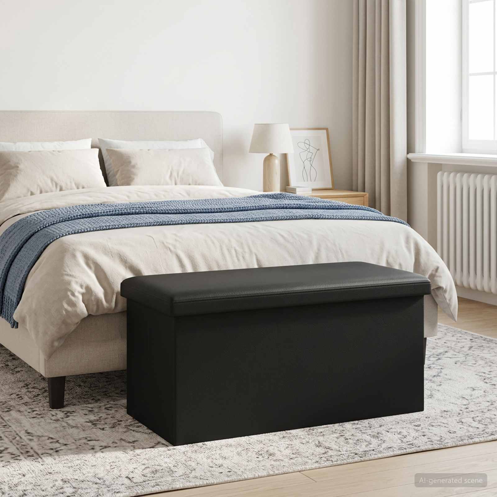 Vouwbare Opbergbank Zwart 180 kg 80 L 77 x 38 x 38 cm PVC