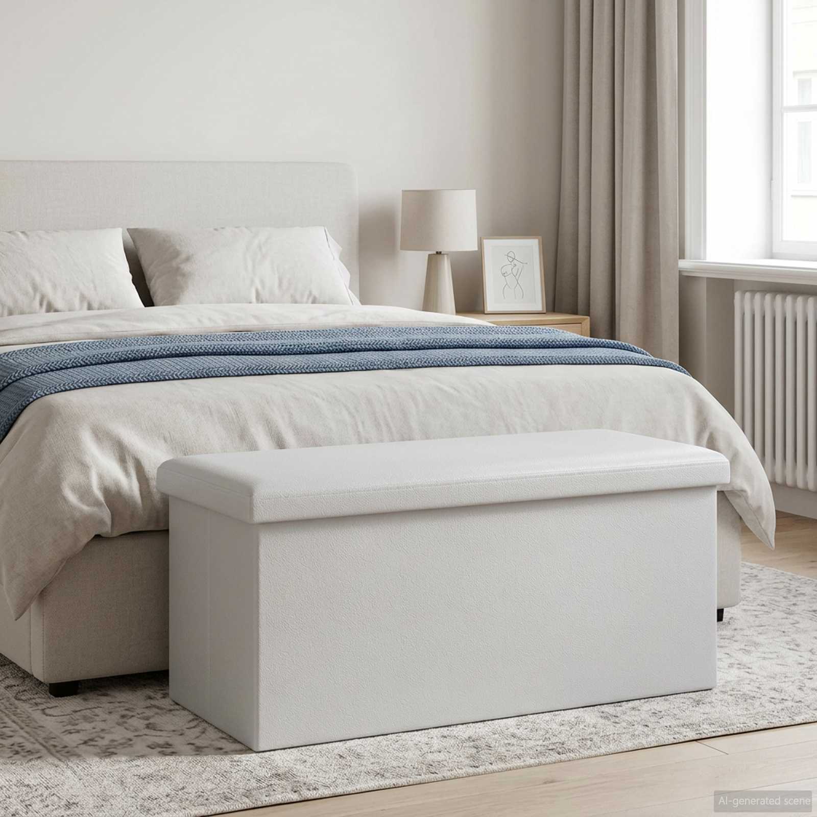 Vouwbare Opbergbank Wit 180 kg 80 L 77 x 38 x 38 cm PVC