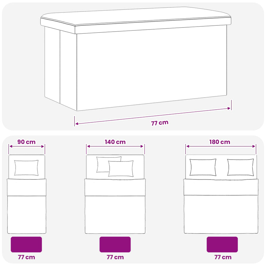 Vouwbare Opbergbank Wit 180 kg 80 L 77 x 38 x 38 cm PVC