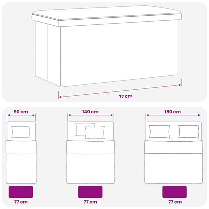 Vouwbare Opbergbank Grijs 180 kg 80 L 77 x 38 x 38 cm PVC