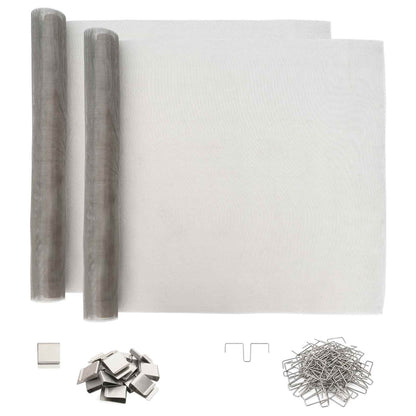 Lichtschachtdeksel met clips 2 st 70 x 130 cm RVS 201 zilver