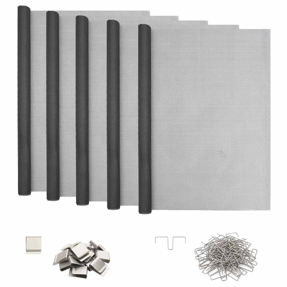 Lichtschachtdeksel met clips 5 st 70 x 190 cm Glasvezel Grijs
