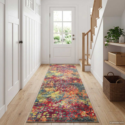 Vloerkleedloper LESAKA kleurrijk 100 x 400 cm Diamantvelours