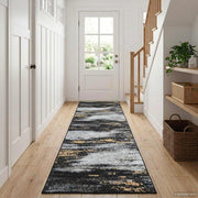 Vloerkleedloper 50x350 cm zwart goud diamantvelours