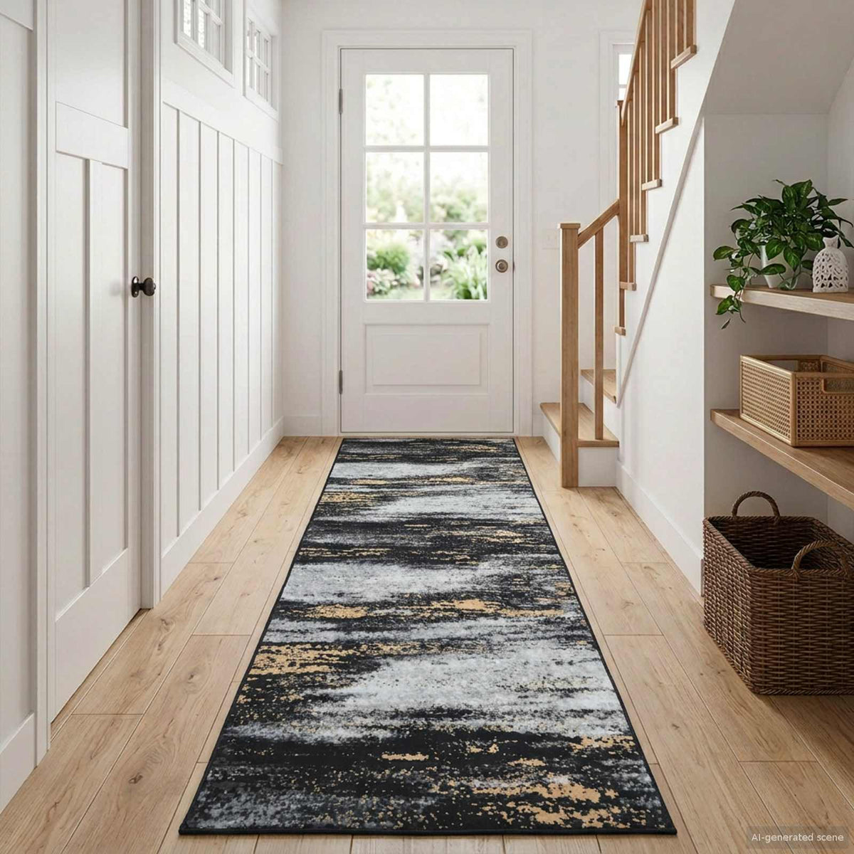 Vloerkleedloper LESAKA Zwart en Goud 100 x 200 cm
