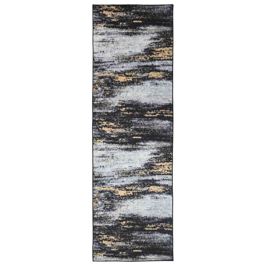 Vloerkleedloper LESAKA Zwart en Goud 100 x 250 cm