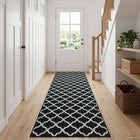 Vloerkleedloper zwart wit 50x250 cm diamantvelours