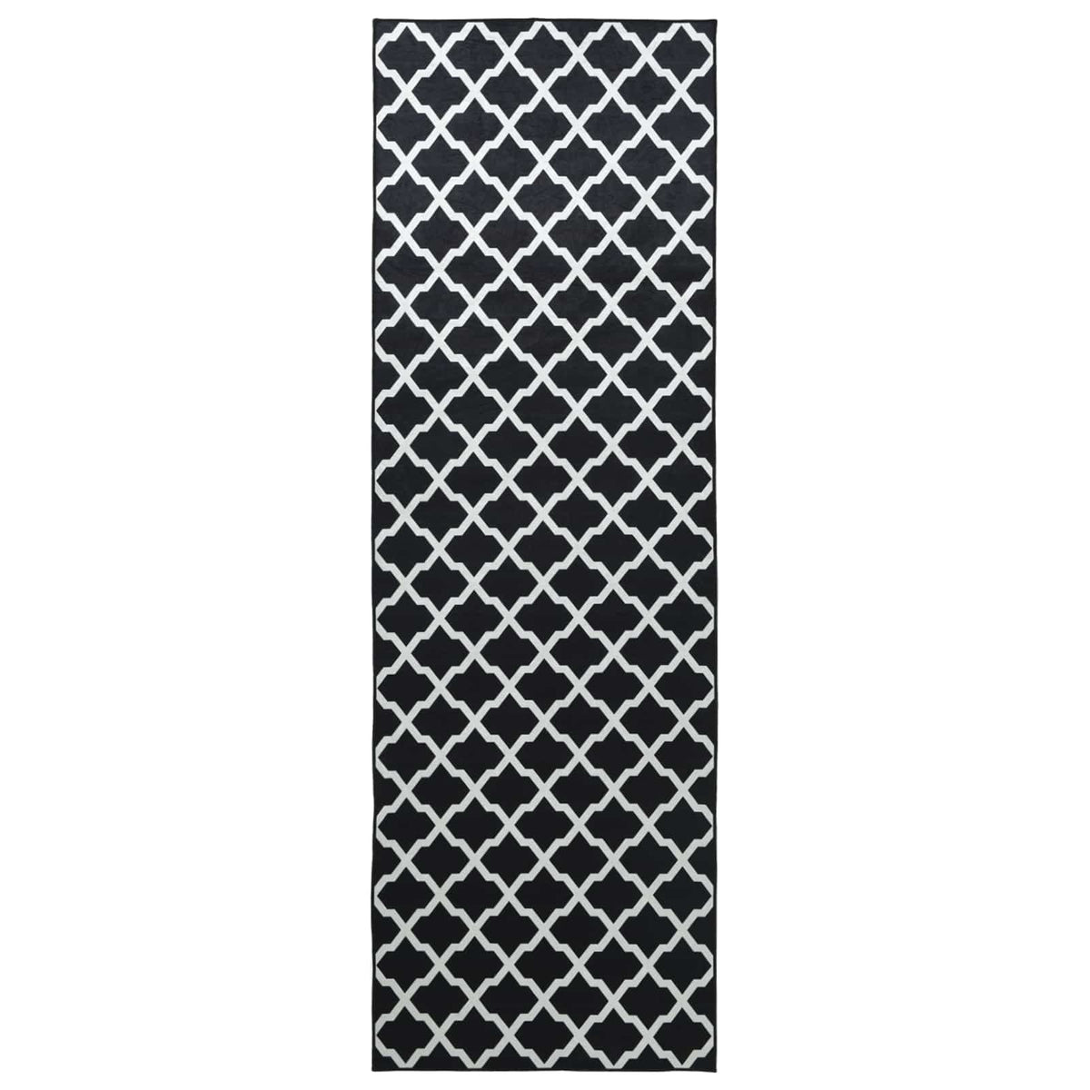 Vloerkleedloper LESAKA Zwart en wit 50 x 250 cm Diamantvelours