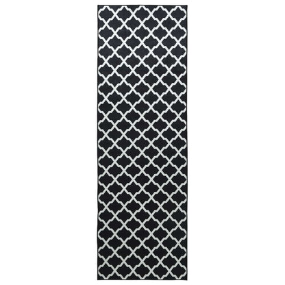 Vloerkleedloper LESAKA Zwart en wit 50 x 400 cm Diamantvelours