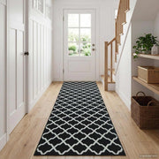 Vloerkleedloper zwart wit 100x200 cm diamantvelours