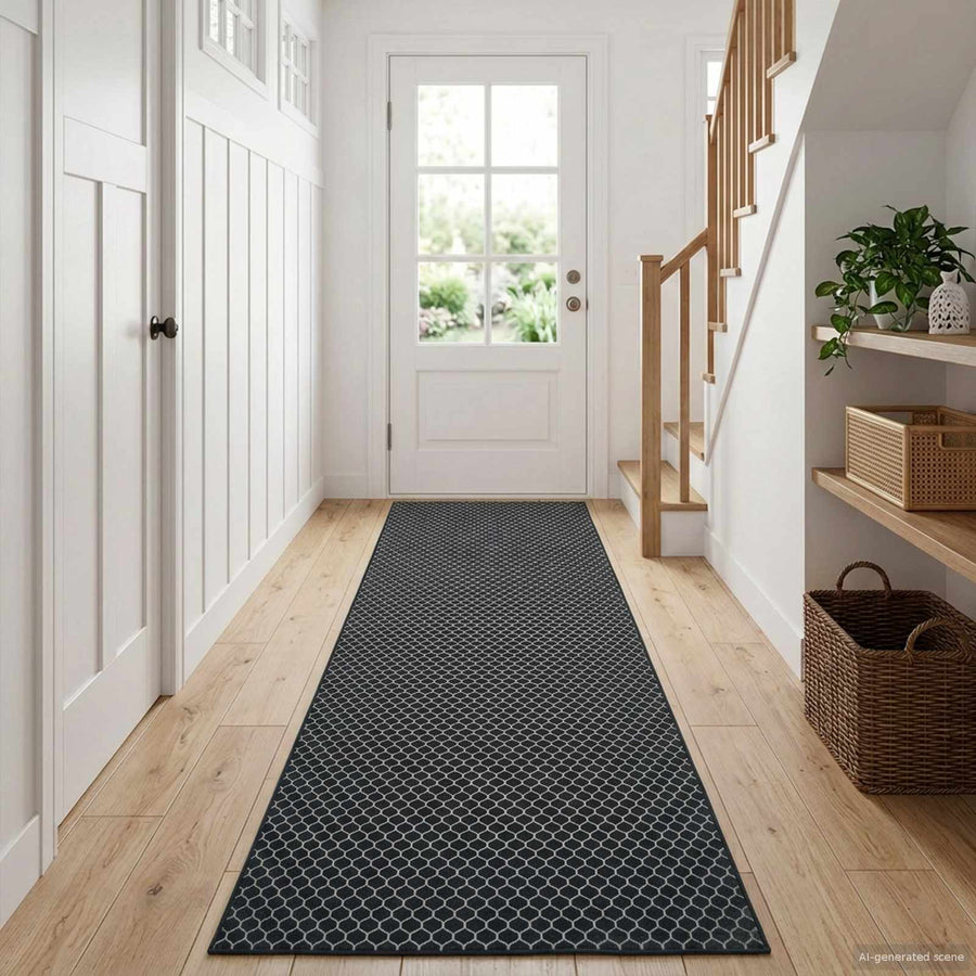 Vloerkleedloper ORIZ 1150 gsm Zwart gaaspatroon