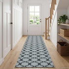 Vloerkleedloper 100x300 cm polyester zwart gaaspatroon