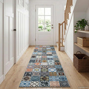 Vloerkleedloper blauw 100x200 cm polyester