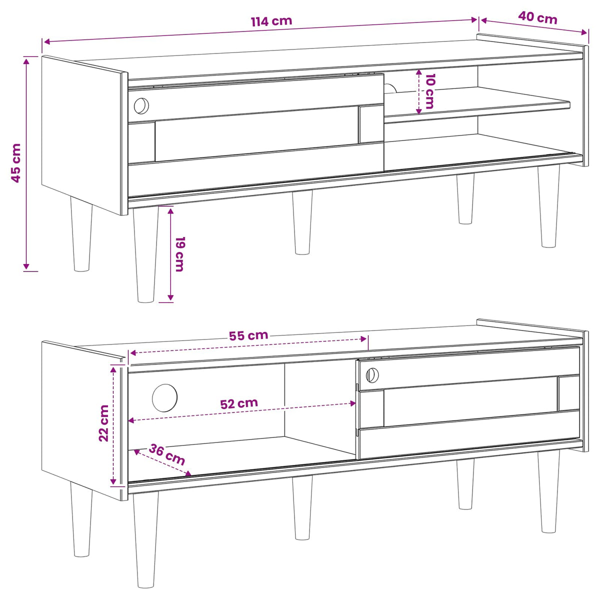 Tv-meubel BILBAO 114 x 40 x 45 cm Donkerkaramel